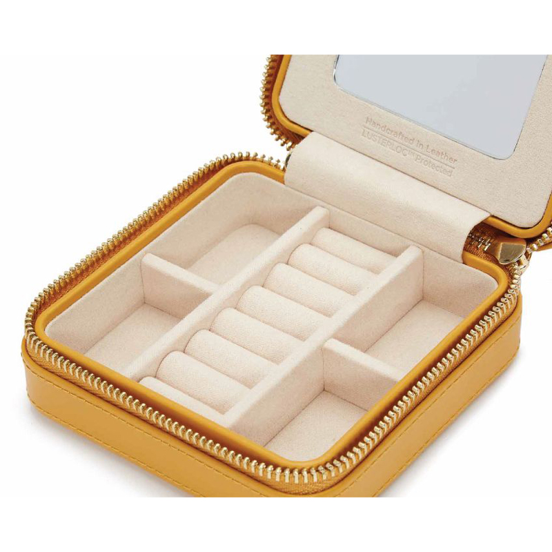 WOLF Maria Square Zip Jewelry Box, Mustard
