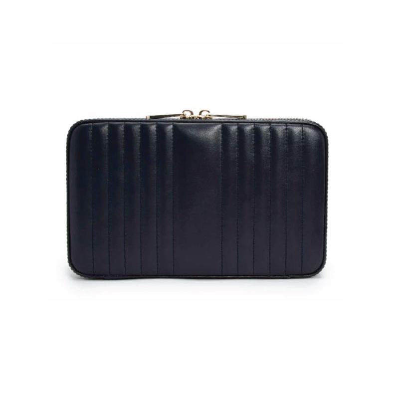 WOLF Maria Med Zip Jewelry Box, Navy