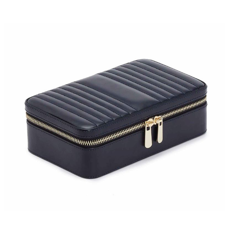 WOLF Maria Med Zip Jewelry Box, Navy