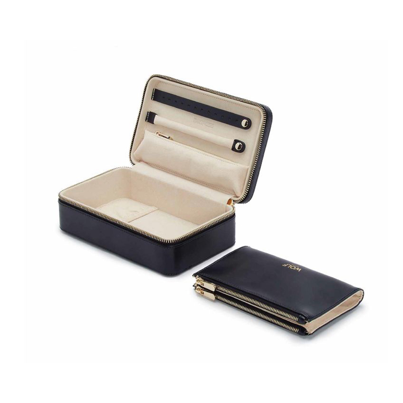 WOLF Maria Med Zip Jewelry Box, Navy