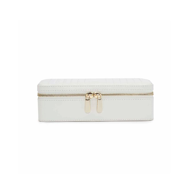 WOLF Maria Med Zip Jewelry Box, White