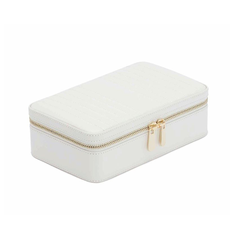 WOLF Maria Med Zip Jewelry Box, White