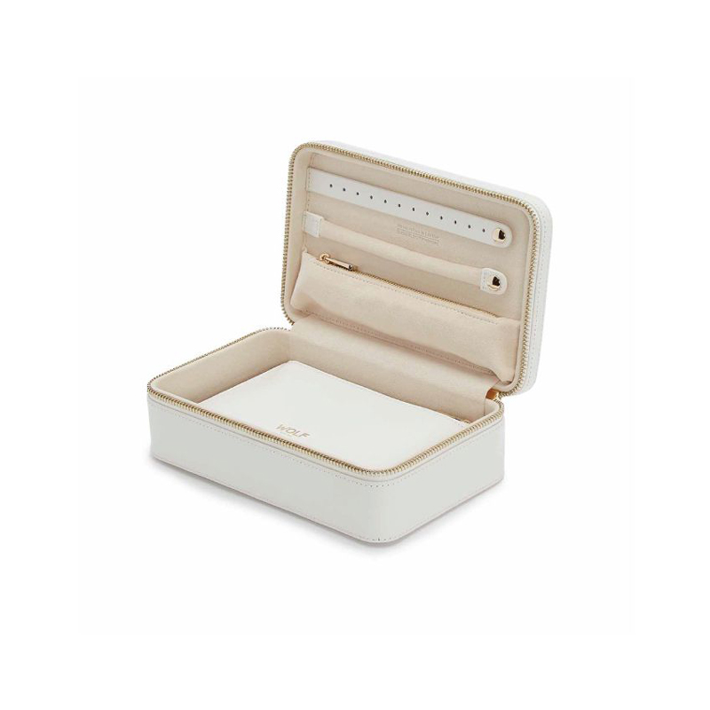 WOLF Maria Med Zip Jewelry Box, White