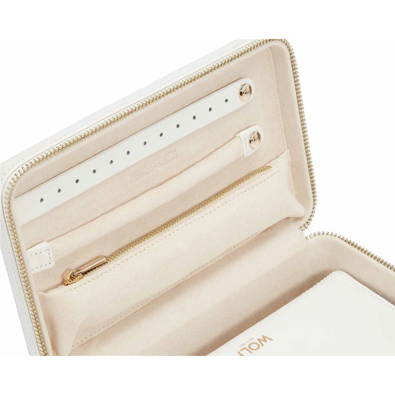 WOLF Maria Med Zip Jewelry Box, White