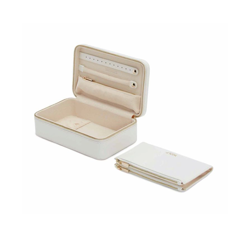 WOLF Maria Med Zip Jewelry Box, White