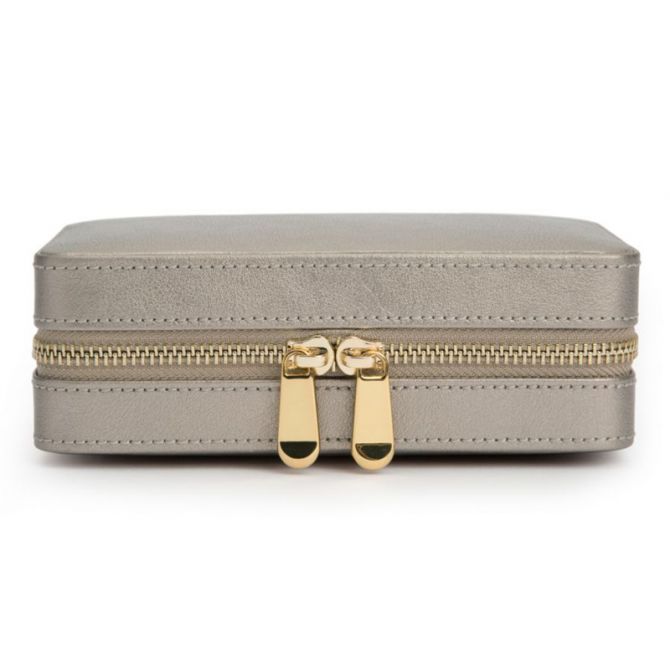 WOLF Palermo Zip Case Jewelry Box, Pewter