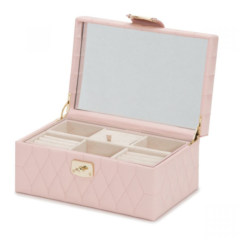 WOLF Caroline Small Jewelry Box, Rose Quartz
