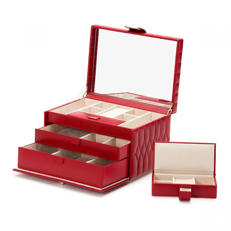 WOLF Caroline Medium Jewelry Box, Red