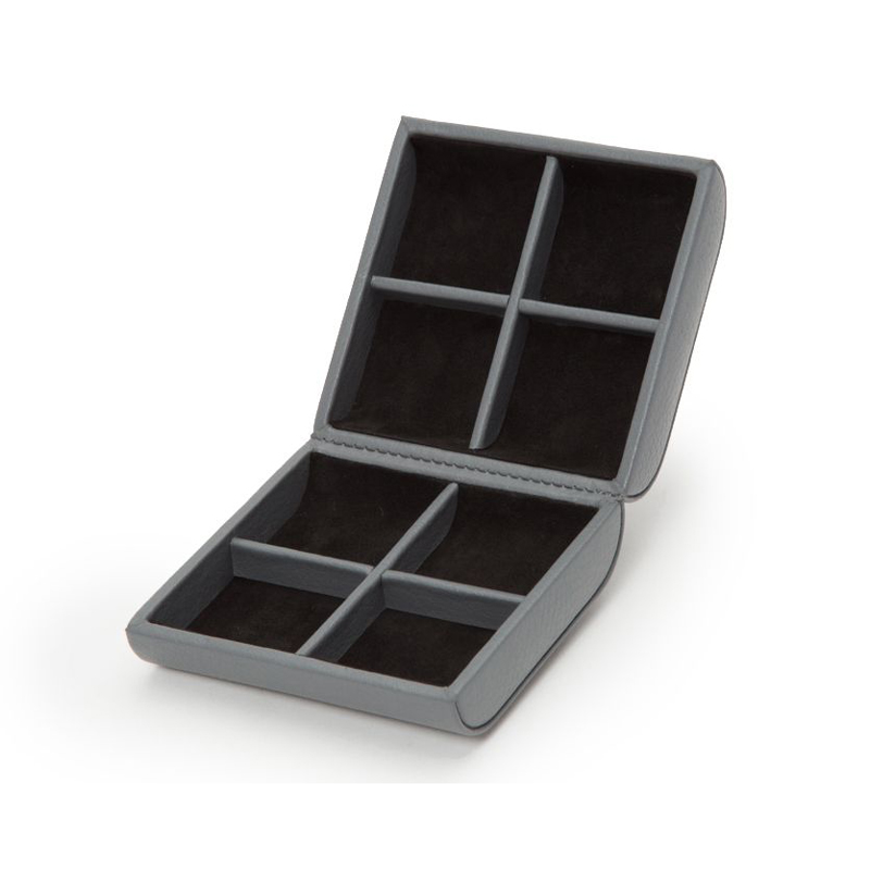 WOLF Howard 4 Piece Cufflink Box, Grey