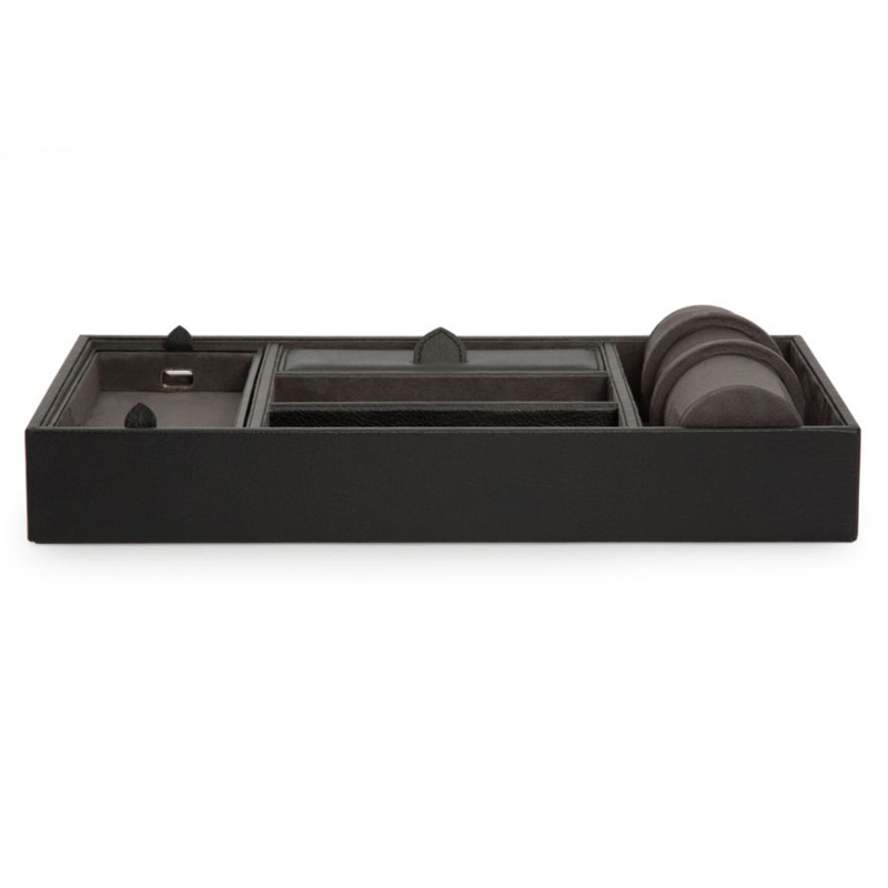 WOLF Blake Valet Tray with Watch Cuff, Black & Grey