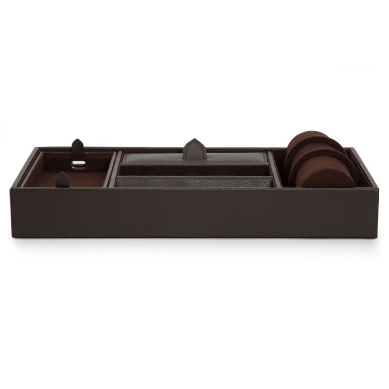WOLF Blake Valet Tray with Watch Cuff, Brown Pebble