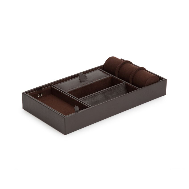 WOLF Blake Valet Tray with Watch Cuff, Brown Pebble