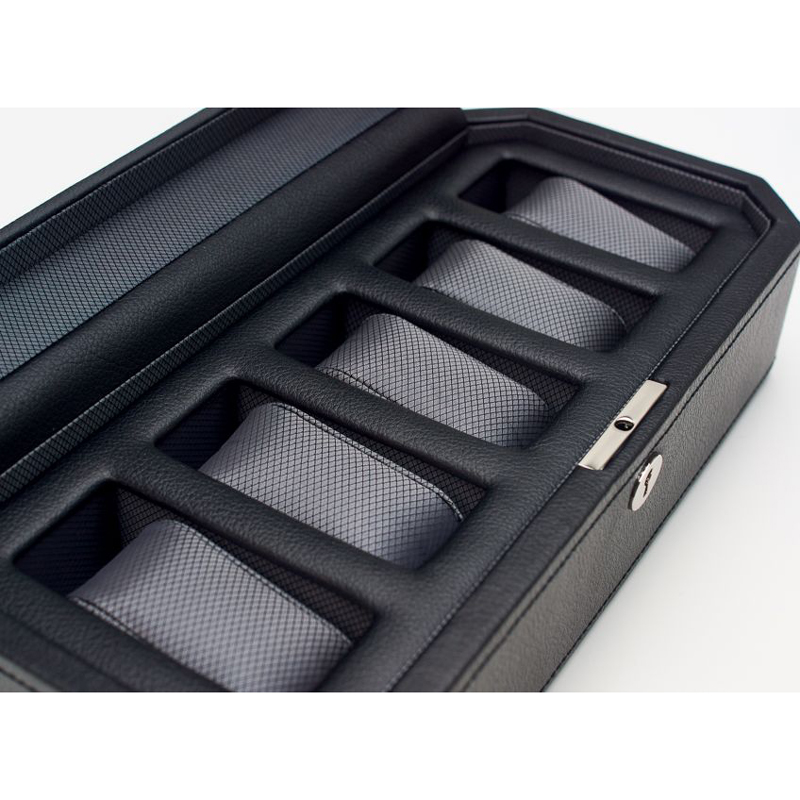 WOLF Windsor 5 Piece Watch Box, Black