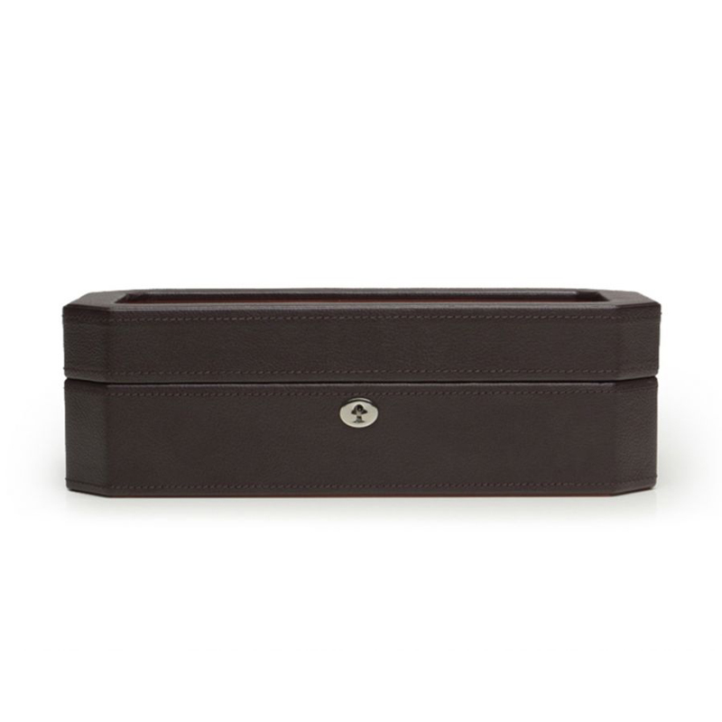 WOLF Windsor 5 Piece Watch Box, Brown & Orange