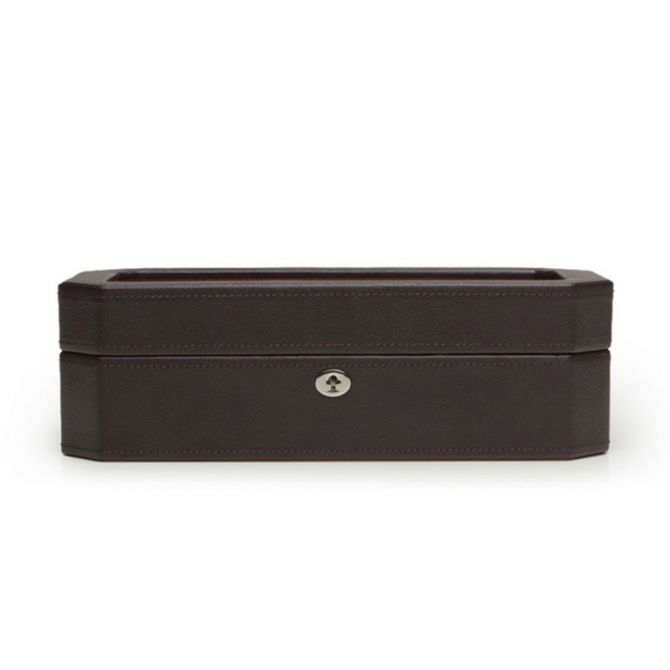 WOLF Windsor 5 Piece Watch Box, Brown & Orange