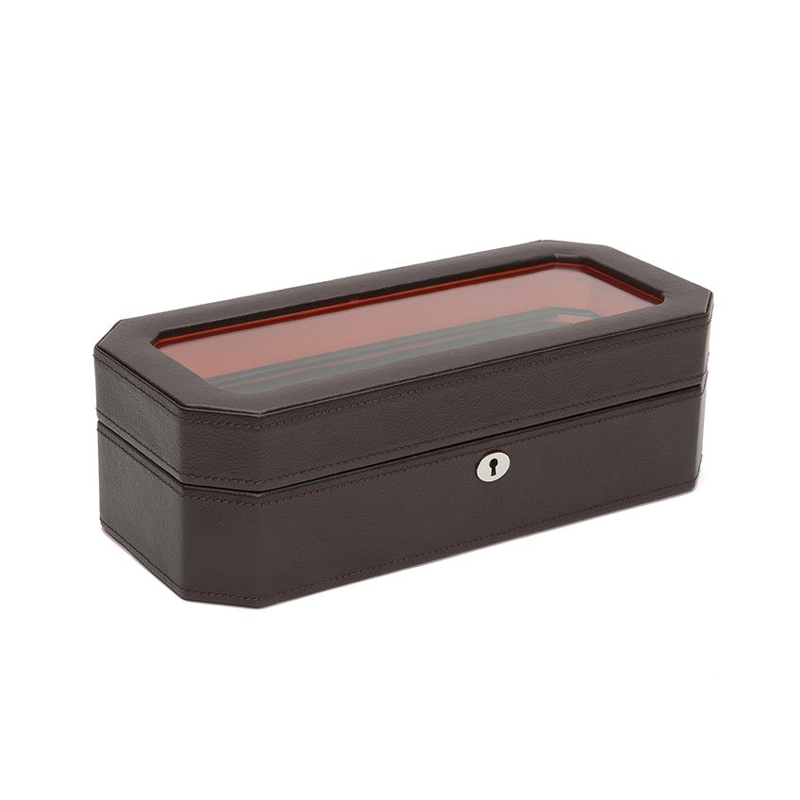 WOLF Windsor 5 Piece Watch Box, Brown & Orange