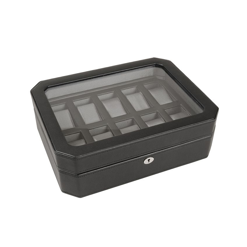 WOLF Windsor 10 Piece Watch Box, Black