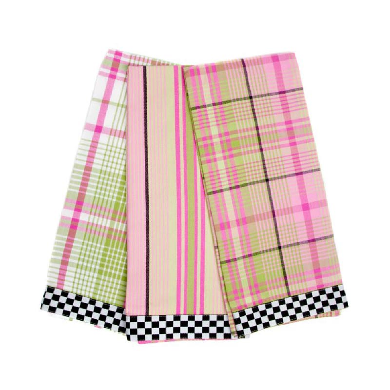 MacKenzie-Childs Spring Tartan Dish Towels, Set of 3