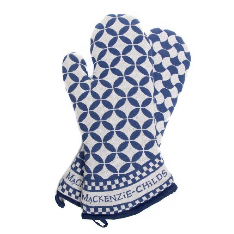 MacKenzie-Childs Geo Royal Check Oven Mitts, Set of 2