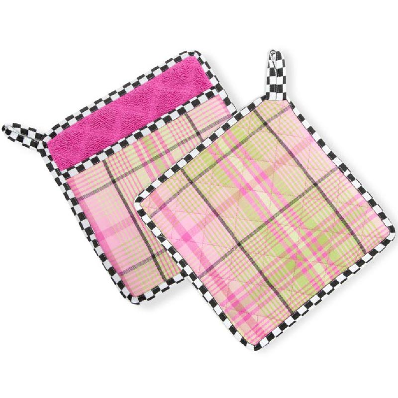 MacKenzie-Childs Spring Tartan Pot Holders, Set of 2