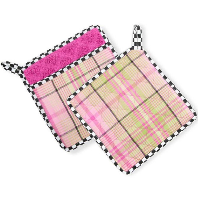 MacKenzie-Childs Spring Tartan Pot Holders, Set of 2