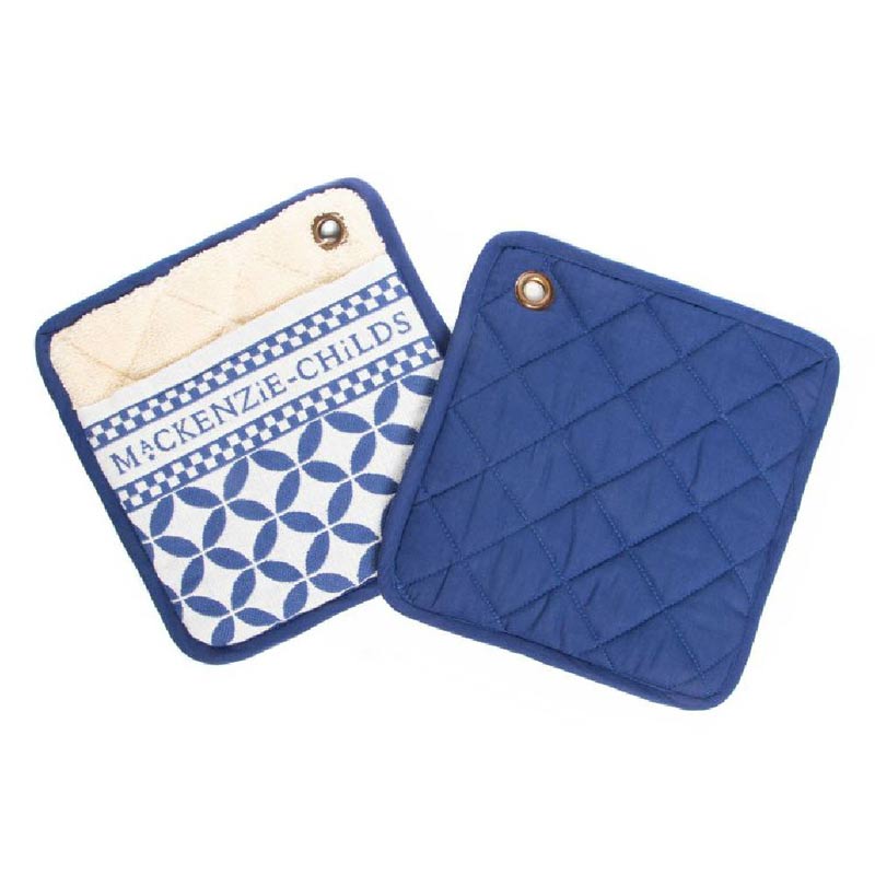 MacKenzie-Childs Geo Royal Check Pot Holders, Set of 2