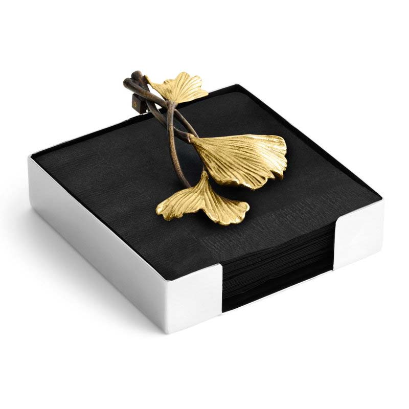 Michael Aram Golden Ginkgo Cocktail Napkin Holder