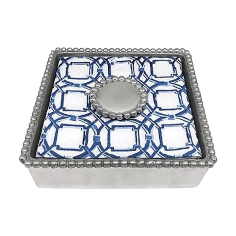Mariposa Jacki Pearled Beaded Napkin Box