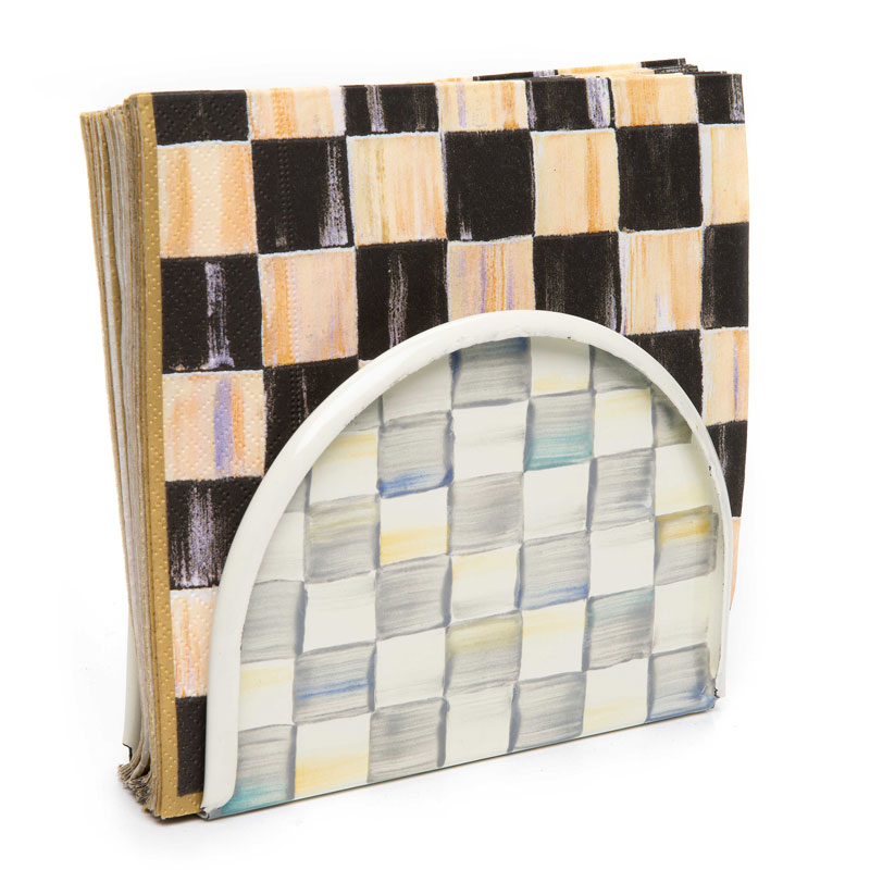 MacKenzie-Childs Sterling Check Enamel Napkin Holder