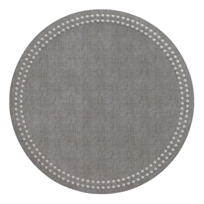 Pearls Round Placemat, Grey and Silver