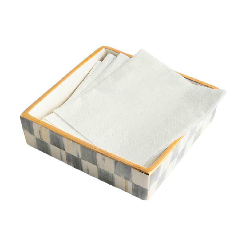 MacKenzie-Childs Sterling Check Cocktail Napkin Holder