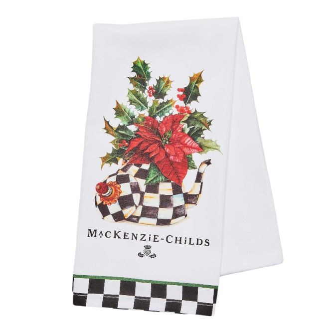 MacKenzie-Childs Poinsettia Tea Kettle Dish Towel