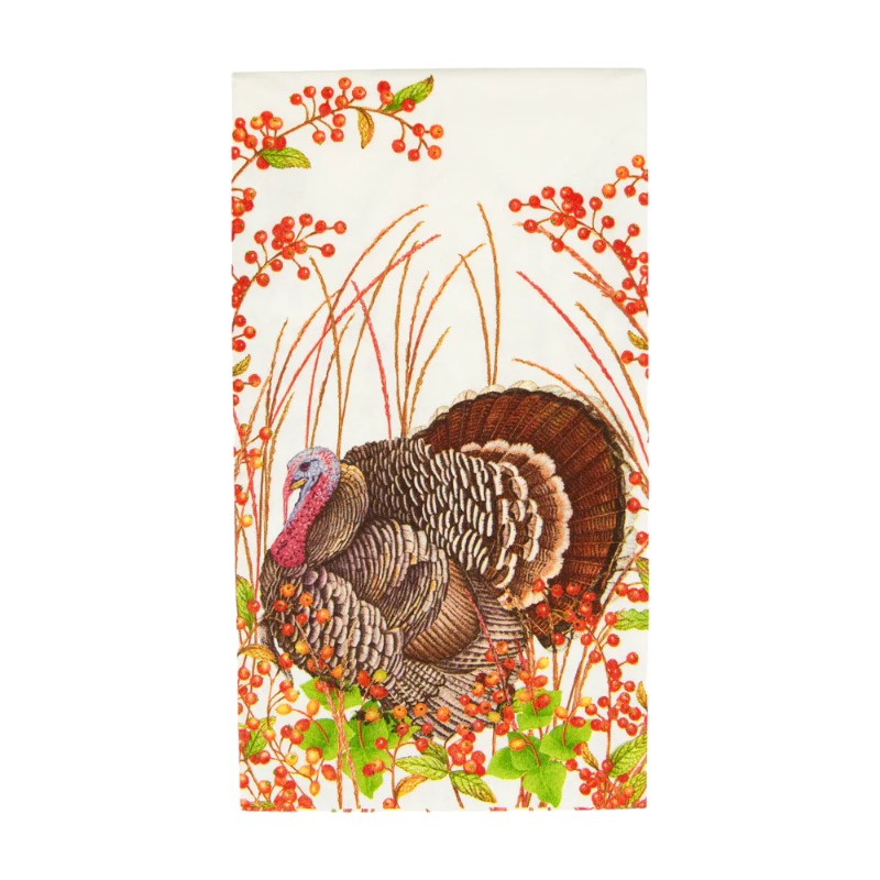 Turkey and Berries Guest Towel Napkins, Set of 15