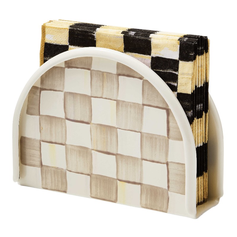 MacKenzie-Childs Mocha Check Napkin Holder