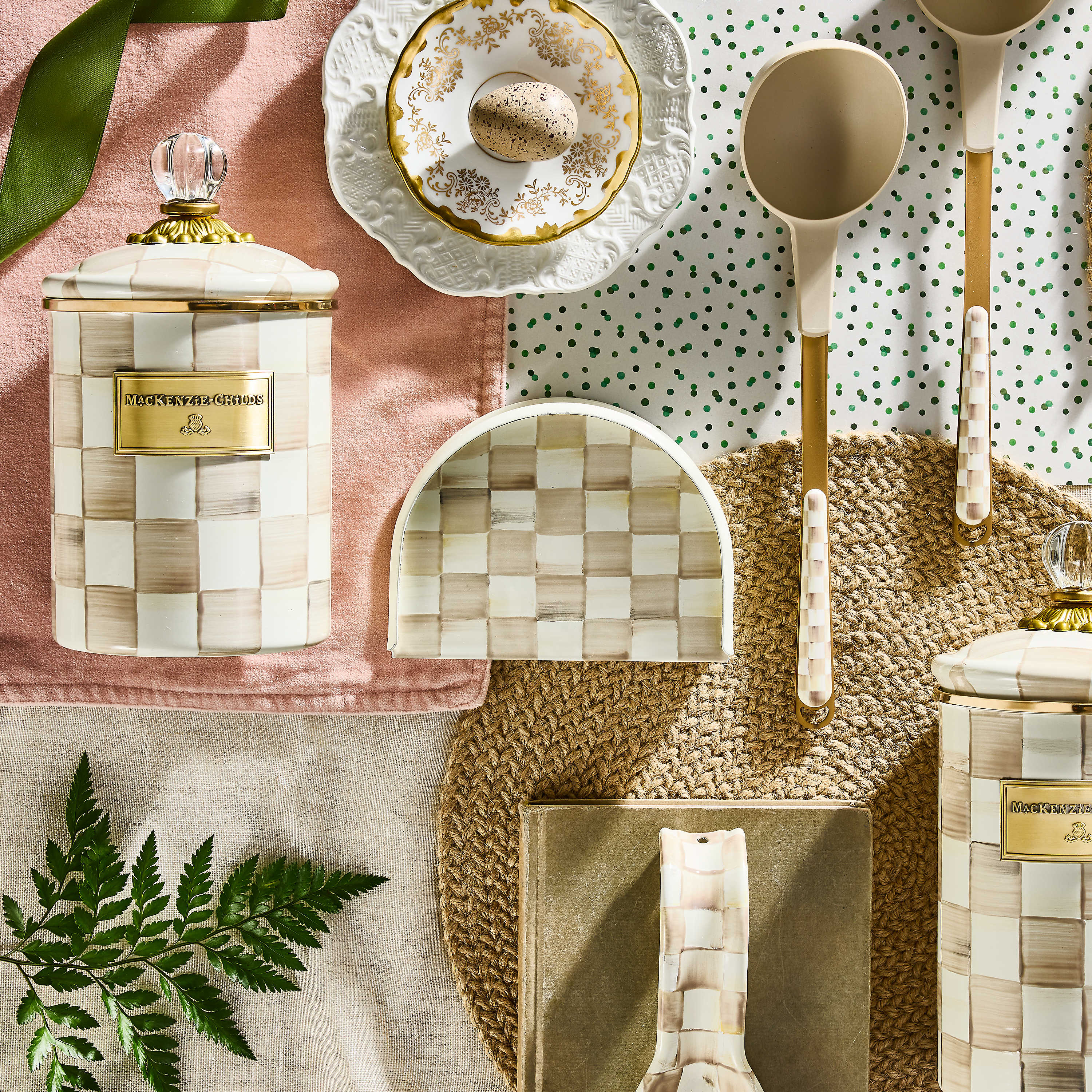 MacKenzie-Childs Mocha Check Napkin Holder