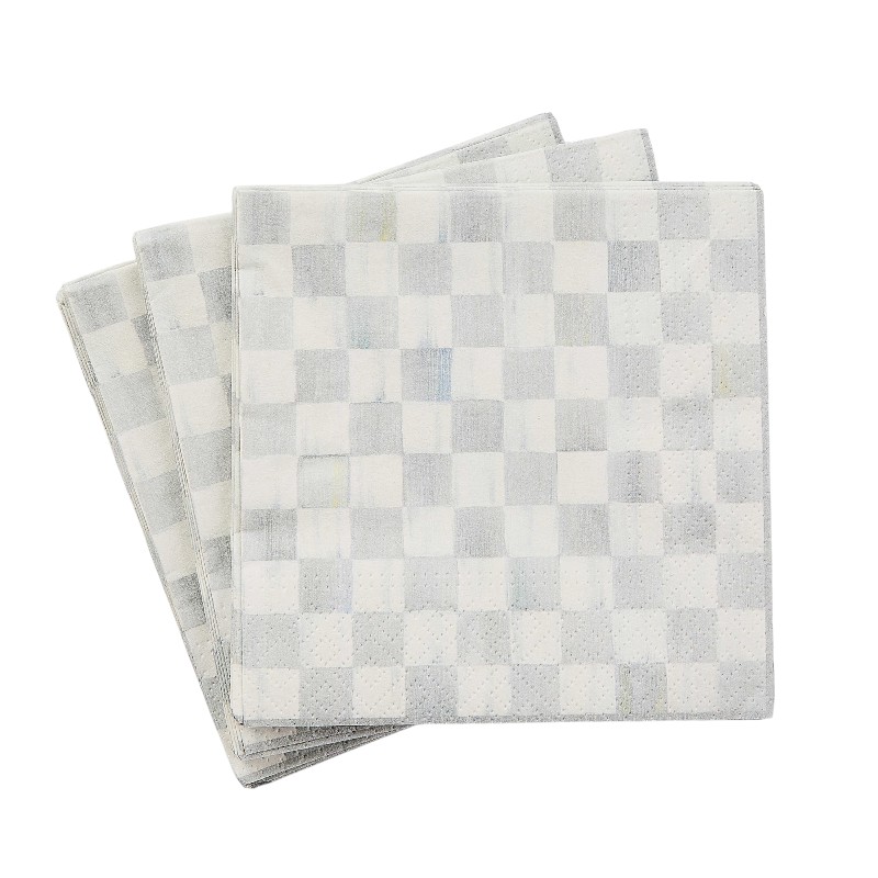 MacKenzie-Childs Sterling Check Cocktail Paper Napkins