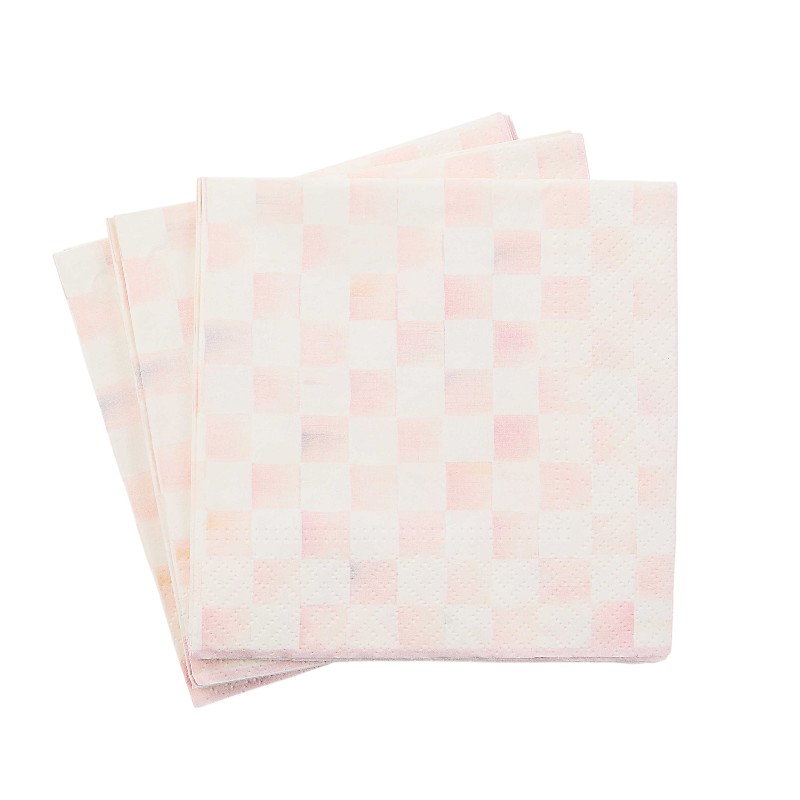 MacKenzie-Childs Rosy Check Cocktail Paper Napkins