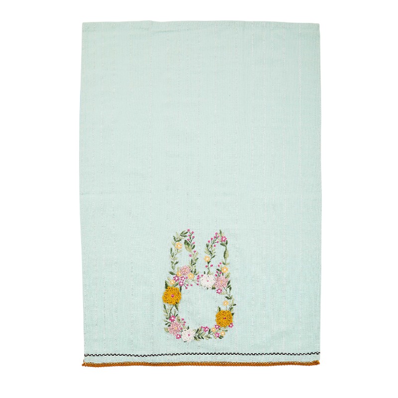MacKenzie-Childs Floral Bunny Embroidered Dish Towel