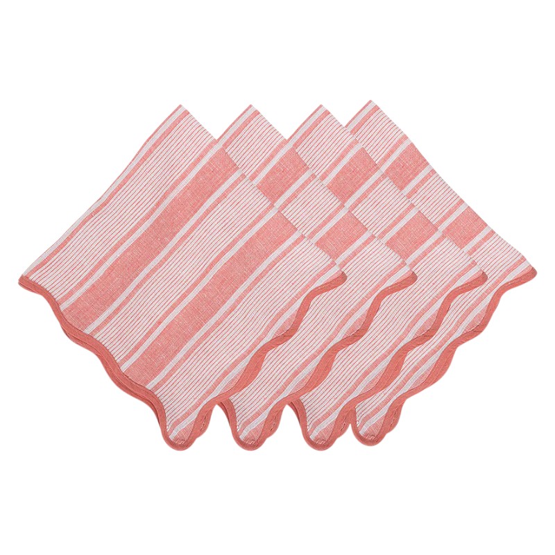 Juliska Cabana Stripe Set of 4 Napkins, Coral