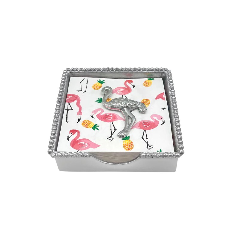 Mariposa Flamingo Beaded Napkin Box Set