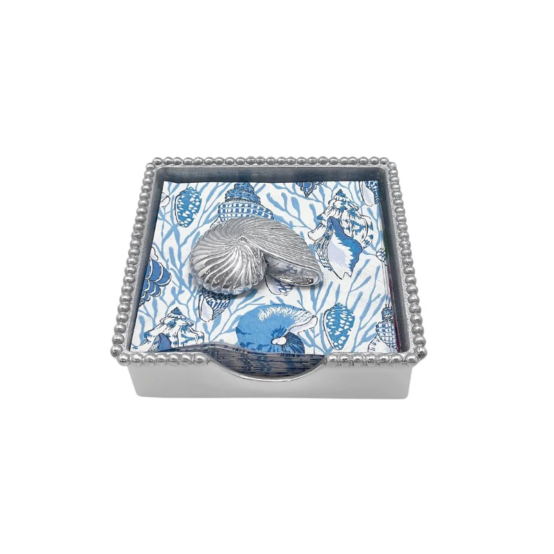 Mariposa Nautilus Shell Beaded Napkin Box Set