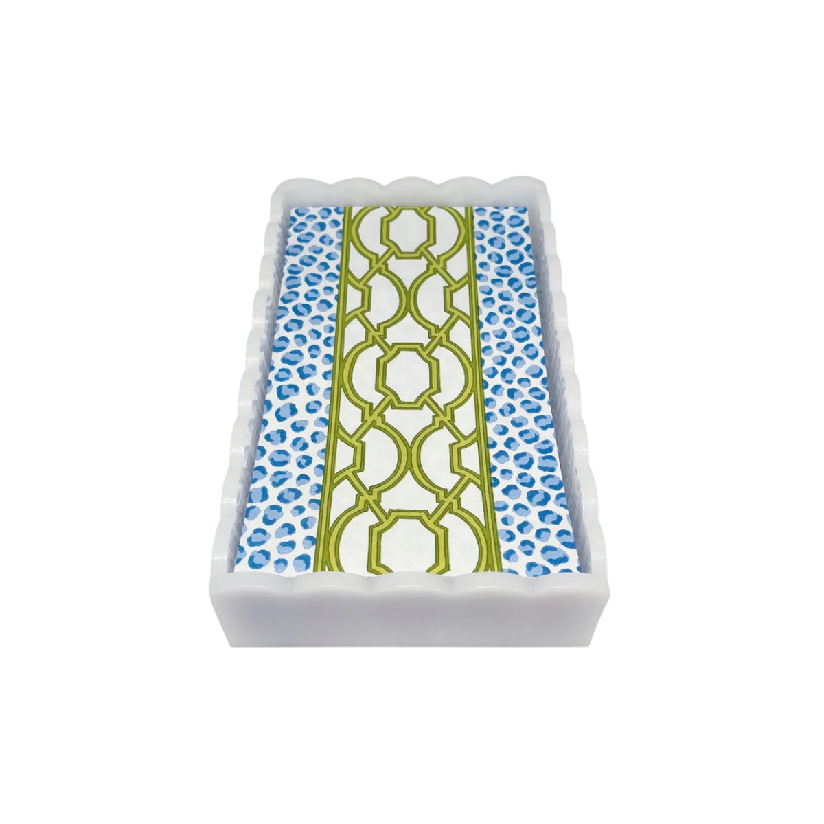 Mariposa Knots and Spots White Scalloped Guest Towel Box Set