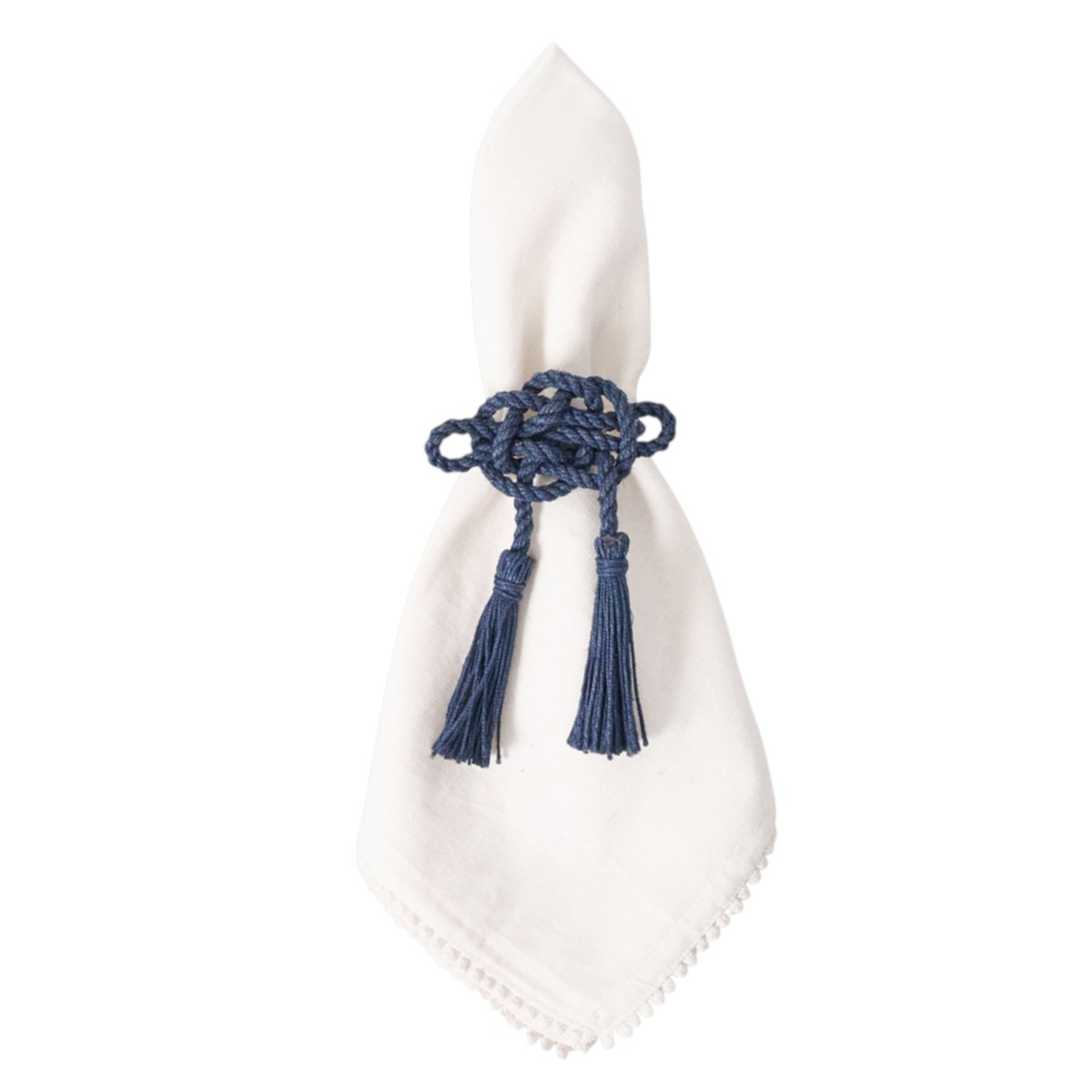 Juliska Mystic Knot Navy Napkin Rings, Set of 4