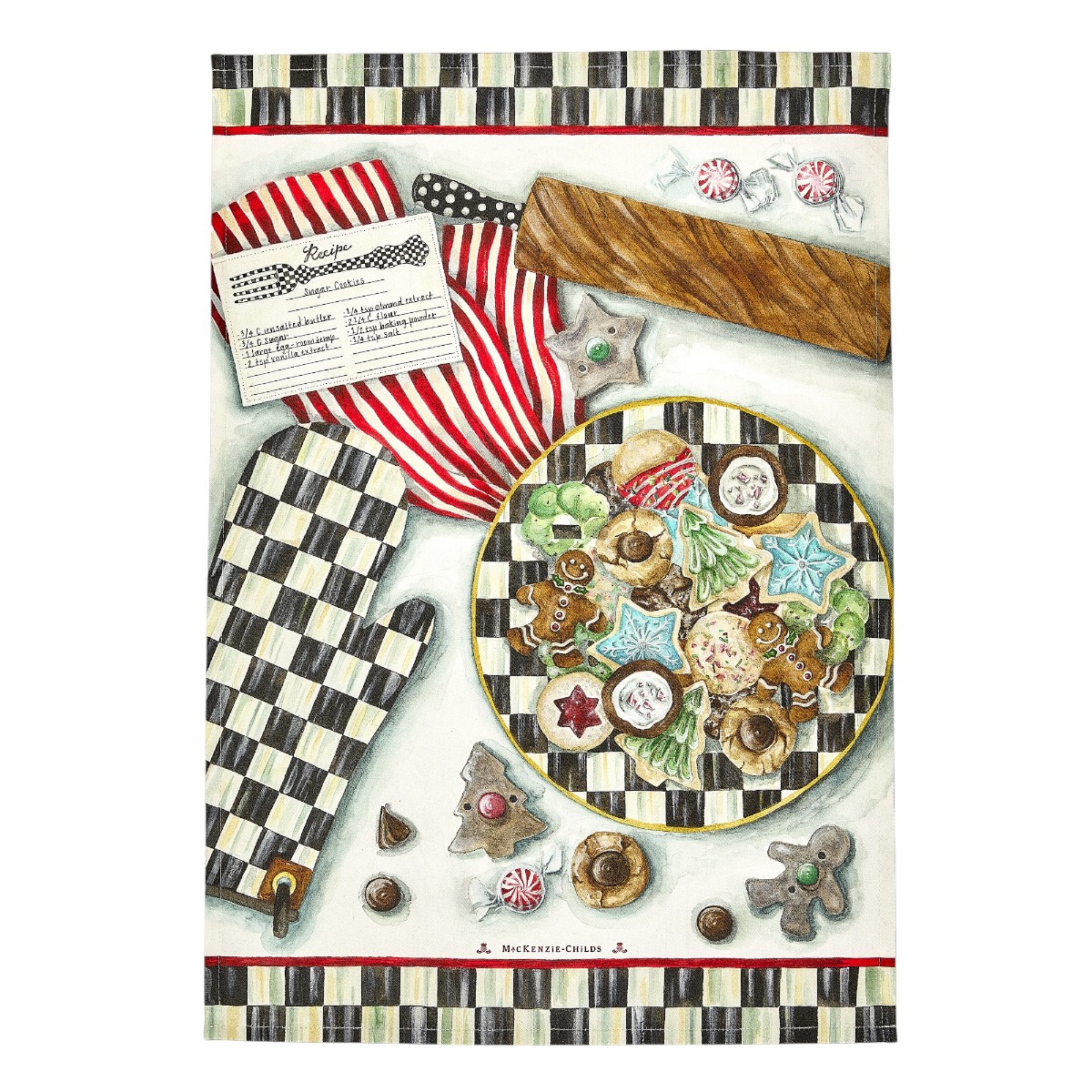 MacKenzie-Childs Christmas Cookie Recipe Dish Towel