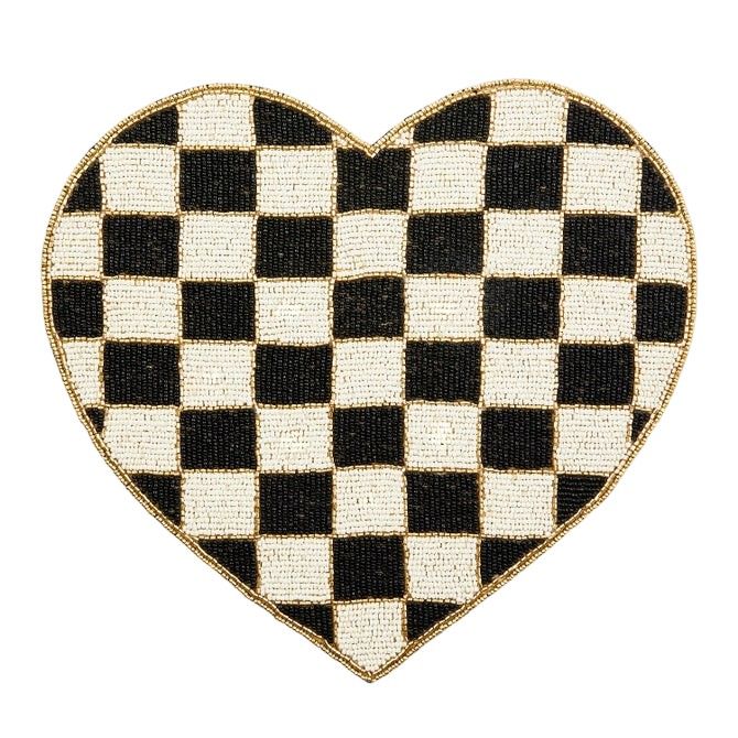 MacKenzie-Childs Heart Shaped Placemat, Black and White