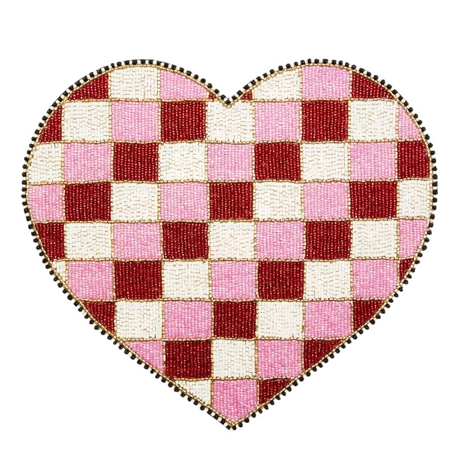 MacKenzie-Childs Heart Shaped Placemat, Red and White Check