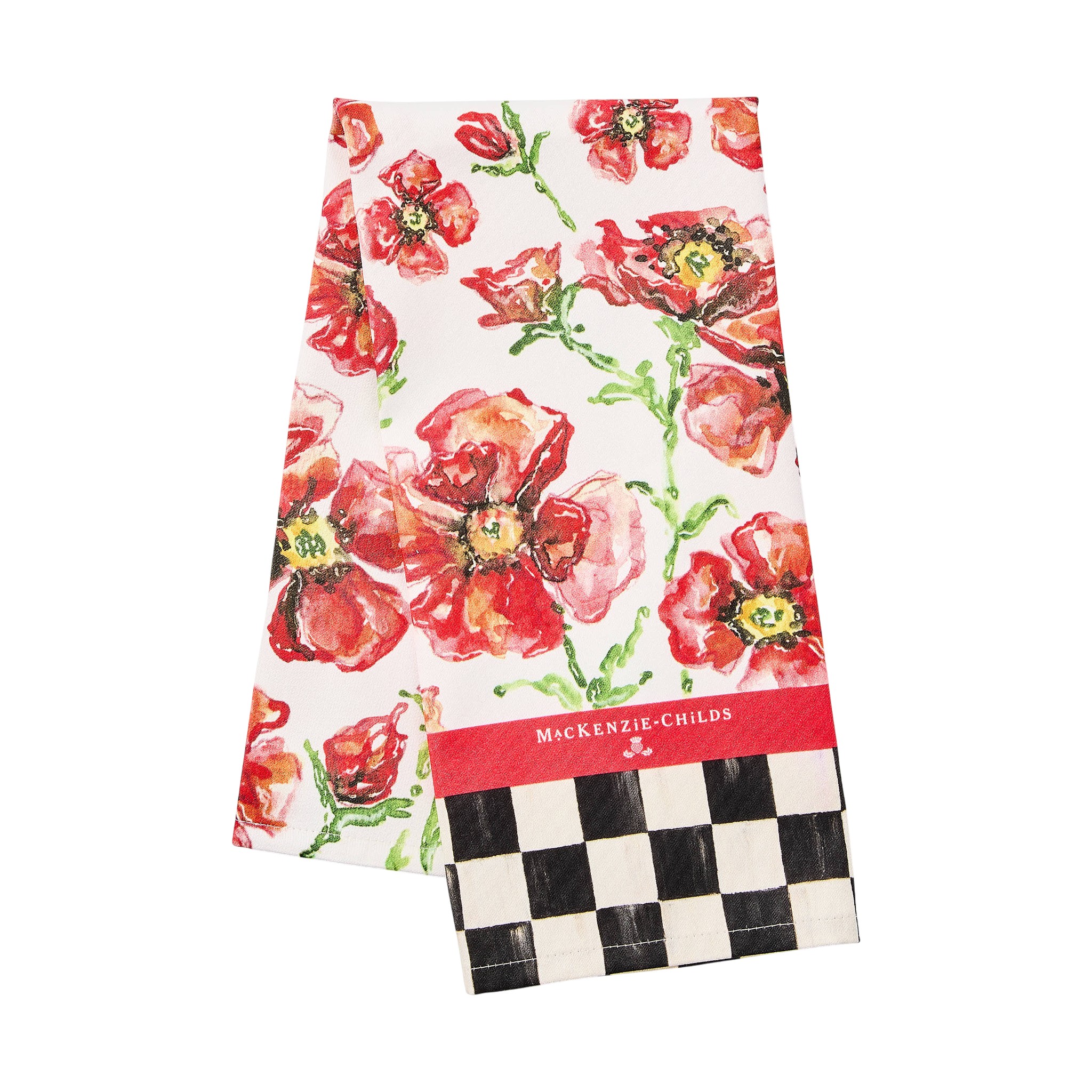 MacKenzie-Childs Red Poppies Printed Tea Towel