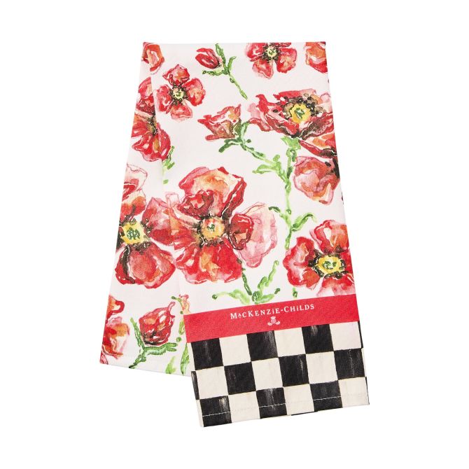 MacKenzie-Childs Red Poppies Printed Tea Towel