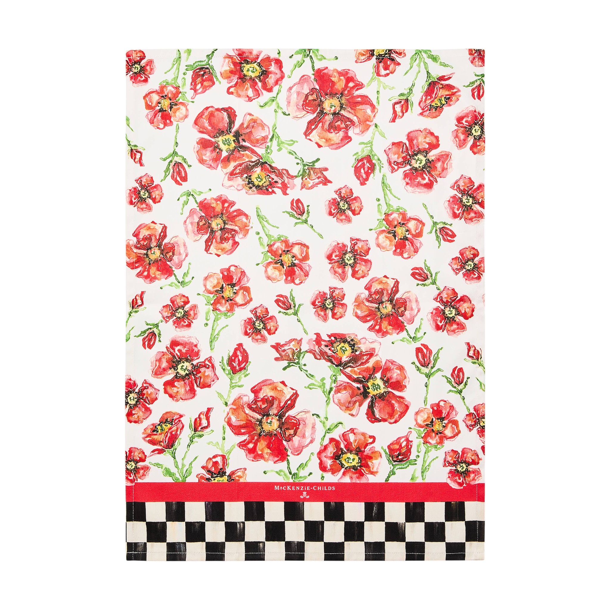 MacKenzie-Childs Red Poppies Printed Tea Towel