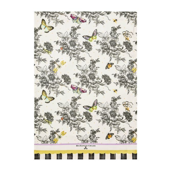 MacKenzie-Childs Printed Tea Towel, Butterfly Toile